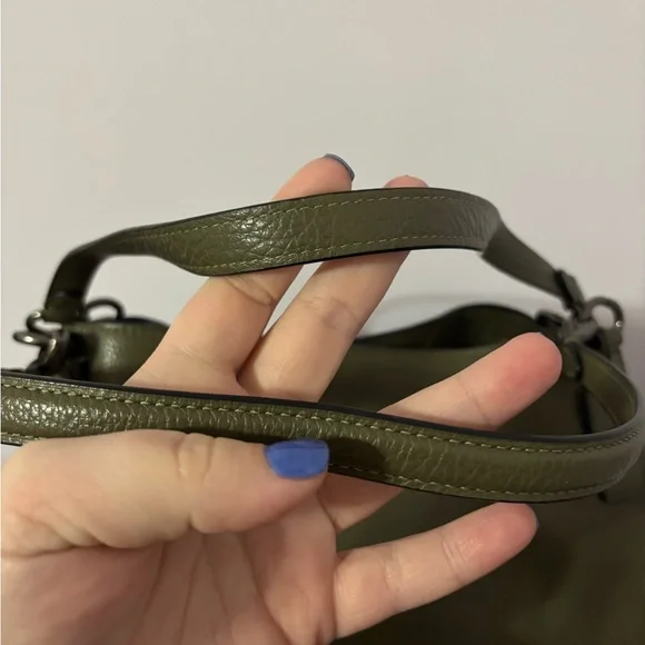 Coach Hallie Olive Green Leather Shoulder Bag - Picture 4 of 10